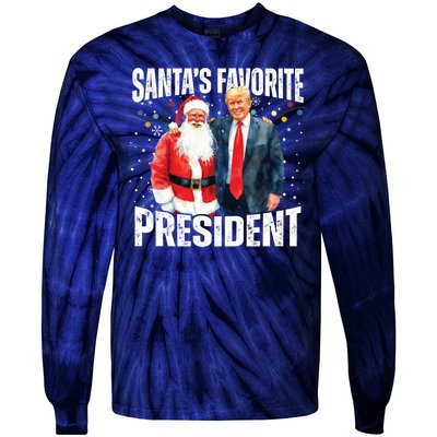 Santas Favorite President Trump 2024 Tie-Dye Long Sleeve Shirt