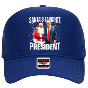 Santas Favorite President Trump 2024 High Crown Mesh Back Trucker Hat