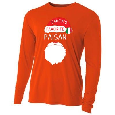 Santa's Favorite Paisan Funny Italian Christmas Gift Cooling Performance Long Sleeve Crew