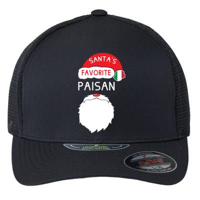 Santa's Favorite Paisan Funny Italian Christmas Gift Flexfit Unipanel Trucker Cap