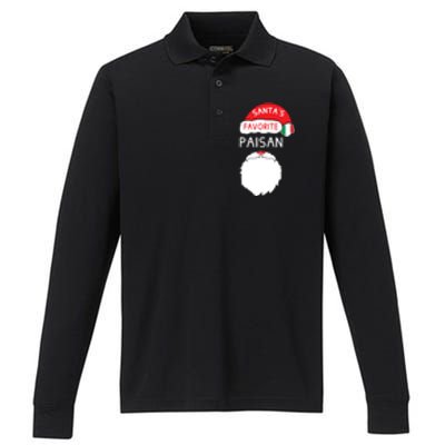 Santa's Favorite Paisan Funny Italian Christmas Gift Performance Long Sleeve Polo