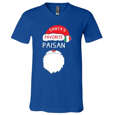 Santa's Favorite Paisan Funny Italian Christmas Gift V-Neck T-Shirt