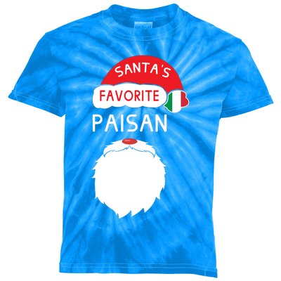 Santa's Favorite Paisan Funny Italian Christmas Gift Kids Tie-Dye T-Shirt