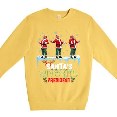 SantaS Favorite President Santa Trump Dance Funny Christmas Premium Crewneck Sweatshirt