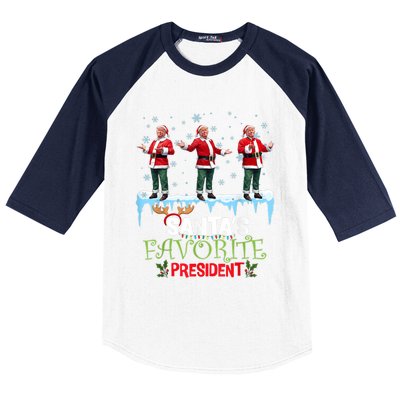 SantaS Favorite President Santa Trump Dance Funny Christmas Baseball Sleeve Shirt