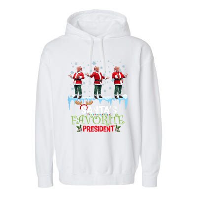 SantaS Favorite President Santa Trump Dance Funny Christmas Garment-Dyed Fleece Hoodie