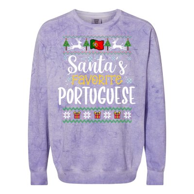 SantaS Favorite Portuguese Portugal Ugly Christmas Gift Colorblast Crewneck Sweatshirt