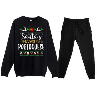 SantaS Favorite Portuguese Portugal Ugly Christmas Gift Premium Crewneck Sweatsuit Set