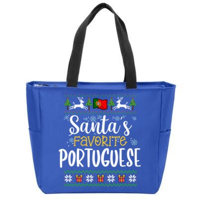 SantaS Favorite Portuguese Portugal Ugly Christmas Gift Zip Tote Bag