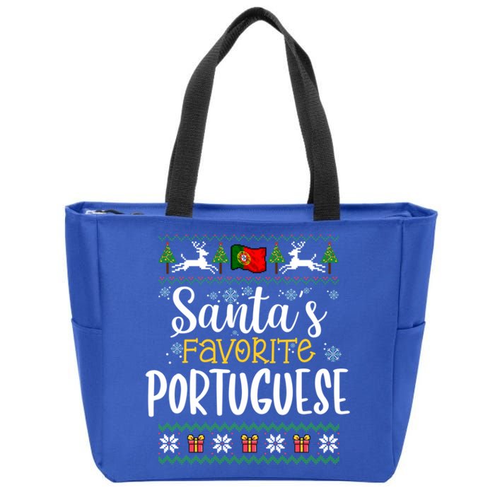 SantaS Favorite Portuguese Portugal Ugly Christmas Gift Zip Tote Bag