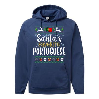 SantaS Favorite Portuguese Portugal Ugly Christmas Gift Performance Fleece Hoodie