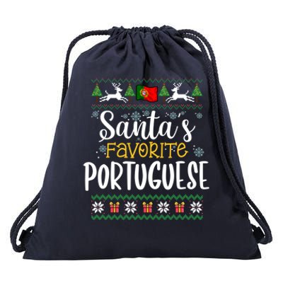 SantaS Favorite Portuguese Portugal Ugly Christmas Gift Drawstring Bag