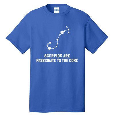 Scorpio Facts Passionate To The Core Funny Astrology Gift Tall T-Shirt