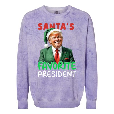 SantaS Favorite President Trump Christmas Santa Hat Gift Colorblast Crewneck Sweatshirt