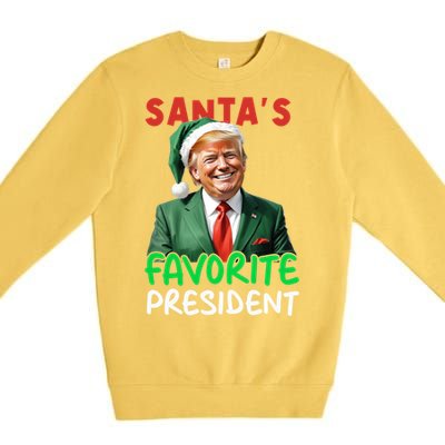 SantaS Favorite President Trump Christmas Santa Hat Gift Premium Crewneck Sweatshirt