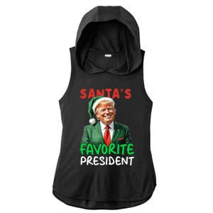 SantaS Favorite President Trump Christmas Santa Hat Gift Ladies PosiCharge Tri-Blend Wicking Draft Hoodie Tank