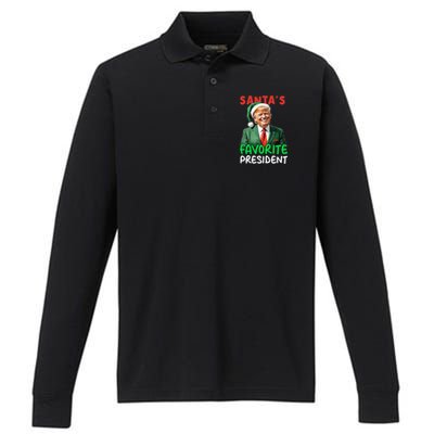 SantaS Favorite President Trump Christmas Santa Hat Gift Performance Long Sleeve Polo