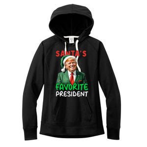 SantaS Favorite President Trump Christmas Santa Hat Gift Women's Fleece Hoodie