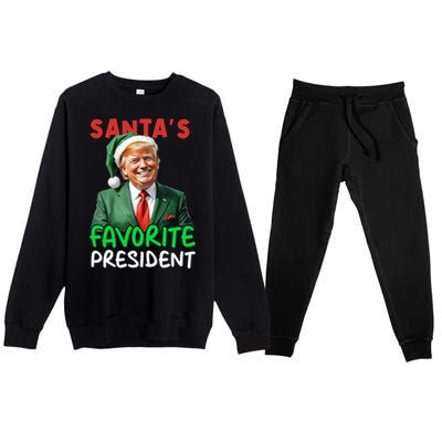 SantaS Favorite President Trump Christmas Santa Hat Gift Premium Crewneck Sweatsuit Set