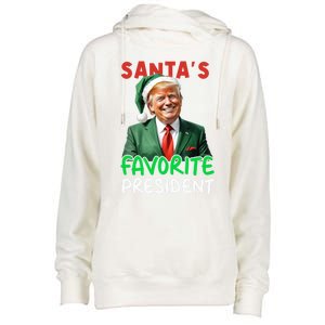 SantaS Favorite President Trump Christmas Santa Hat Gift Womens Funnel Neck Pullover Hood