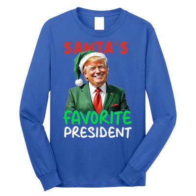 SantaS Favorite President Trump Christmas Santa Hat Gift Long Sleeve Shirt