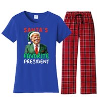 SantaS Favorite President Trump Christmas Santa Hat Gift Women's Flannel Pajama Set