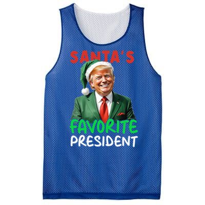 SantaS Favorite President Trump Christmas Santa Hat Gift Mesh Reversible Basketball Jersey Tank