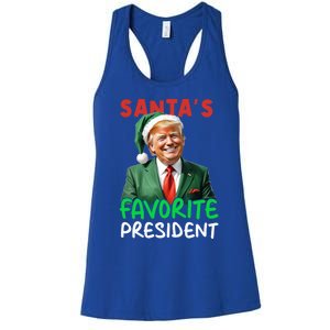 SantaS Favorite President Trump Christmas Santa Hat Gift Women's Racerback Tank