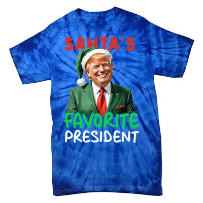 SantaS Favorite President Trump Christmas Santa Hat Gift Tie-Dye T-Shirt