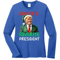 SantaS Favorite President Trump Christmas Santa Hat Gift Ladies Long Sleeve Shirt