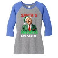 SantaS Favorite President Trump Christmas Santa Hat Gift Women's Tri-Blend 3/4-Sleeve Raglan Shirt