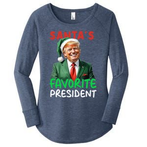 SantaS Favorite President Trump Christmas Santa Hat Gift Women's Perfect Tri Tunic Long Sleeve Shirt