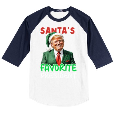 SantaS Favorite President Trump Christmas Santa Hat Gift Baseball Sleeve Shirt