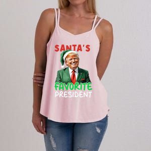 SantaS Favorite President Trump Christmas Santa Hat Gift Women's Strappy Tank