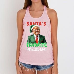 SantaS Favorite President Trump Christmas Santa Hat Gift Women's Knotted Racerback Tank