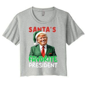 SantaS Favorite President Trump Christmas Santa Hat Gift Women's Crop Top Tee