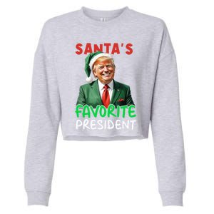 SantaS Favorite President Trump Christmas Santa Hat Gift Cropped Pullover Crew