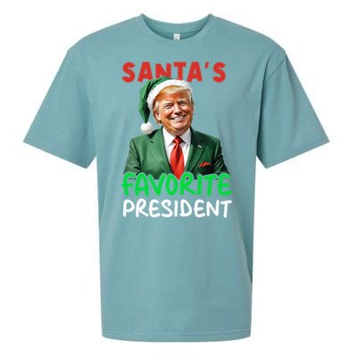 SantaS Favorite President Trump Christmas Santa Hat Gift Sueded Cloud Jersey T-Shirt