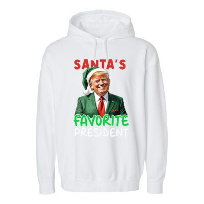 SantaS Favorite President Trump Christmas Santa Hat Gift Garment-Dyed Fleece Hoodie