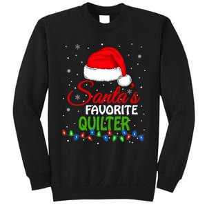 SantaS Favorite Quilter Santa Hat Lights. Funny Christmas Sweatshirt