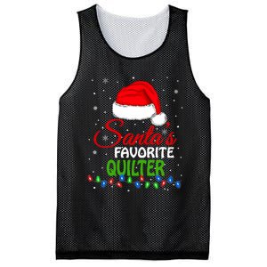 SantaS Favorite Quilter Santa Hat Lights. Funny Christmas Mesh Reversible Basketball Jersey Tank