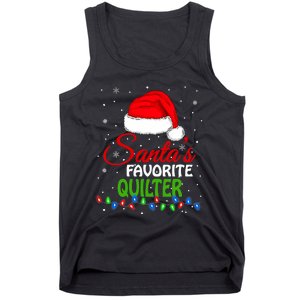 SantaS Favorite Quilter Santa Hat Lights. Funny Christmas Tank Top