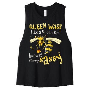 Sassy Fun Queen Wasp Like A Queen Bee But Way More Sassy Women's Racerback Cropped Tank