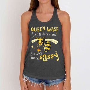 Sassy Fun Queen Wasp Like A Queen Bee But Way More Sassy Women's Knotted Racerback Tank