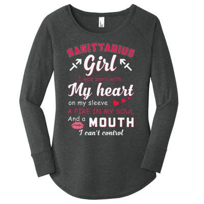 Sagittarius Funny Quote With Zodiac Sign Birthday Gift Women's Perfect Tri Tunic Long Sleeve Shirt