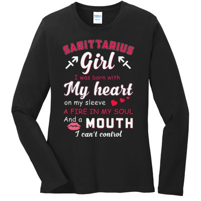 Sagittarius Funny Quote With Zodiac Sign Birthday Gift Ladies Long Sleeve Shirt