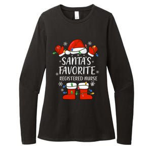 Santas Favorite Registered Nurse Santa Hat Christmas Light Gift Womens CVC Long Sleeve Shirt