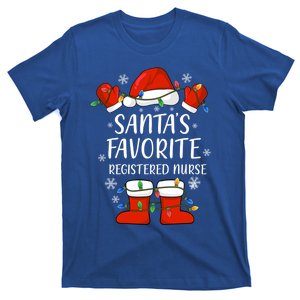 Santas Favorite Registered Nurse Santa Hat Christmas Light Gift T-Shirt