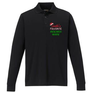 Santas Favorite Research Nurse Funny Chritsmas Gift Performance Long Sleeve Polo