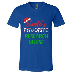 Santas Favorite Research Nurse Funny Chritsmas Gift V-Neck T-Shirt